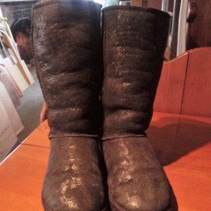 UGG Tall Black Shiny Embossed Boots